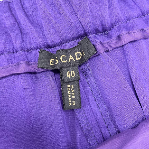 Escada Purple Satin High Waisted Trousers Womens 40 US 10 - Picture 6 of 11